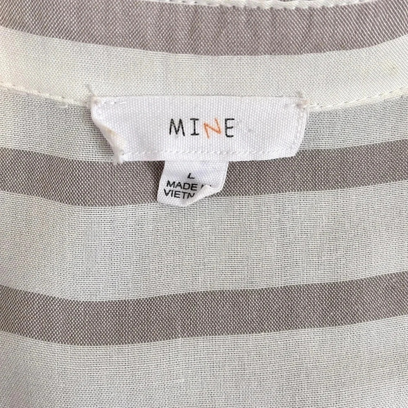 Lightweight Striped Button Down Shirt V Neck Blouse, Size L - Picture 6 of 8